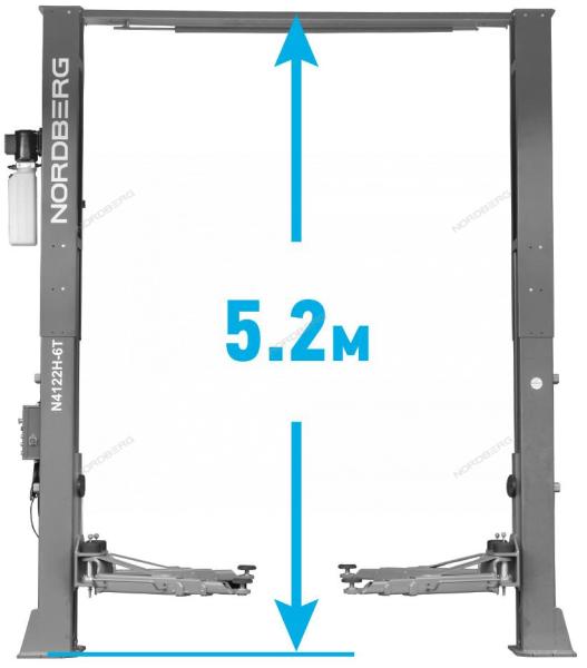 Подъемник двухстоечный 6 т Long, верхняя синхронизация, 380 В, N4122H1E-6