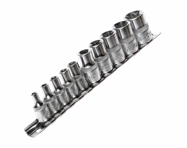 Набор головок торцевых 1/4"-3/8" TORX Е4-Е18 10 предметов JTC-3901