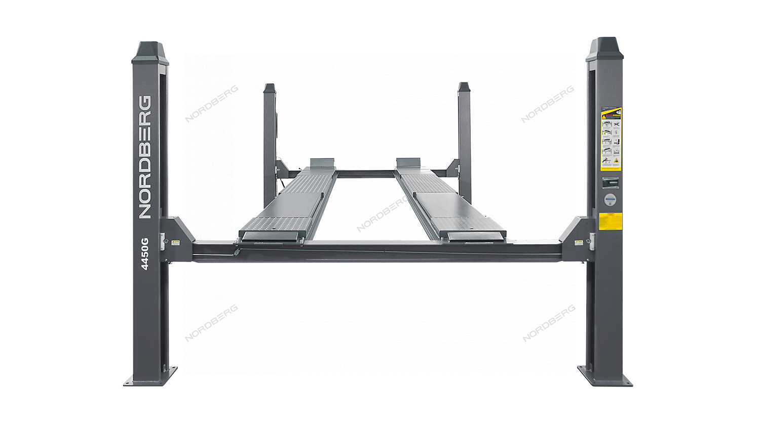 Подъемник четырехстоечный 5 т, c ручной траверсой 3 т N433, для сход-развала, механическое снятие 4450_MG(M)