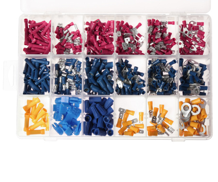 Набор клемм автомобильных изолированных 18 типоразмеров 530шт. в боксе JTC