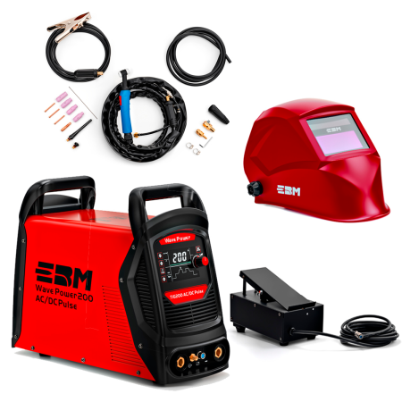 Аппарат аргонодуговой сварки ЕВМ TIG WavePower 200 AC/DC Pulse + Педаль ДУ, 5м +Маска сварщика ф5 Хамелеон