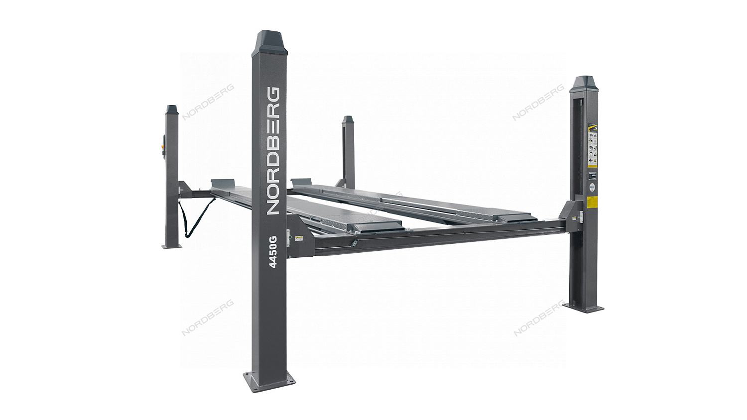 Подъемник четырехстоечный 5 т, c ручной траверсой 3 т N433, для сход-развала, механическое снятие 4450_MG(M)