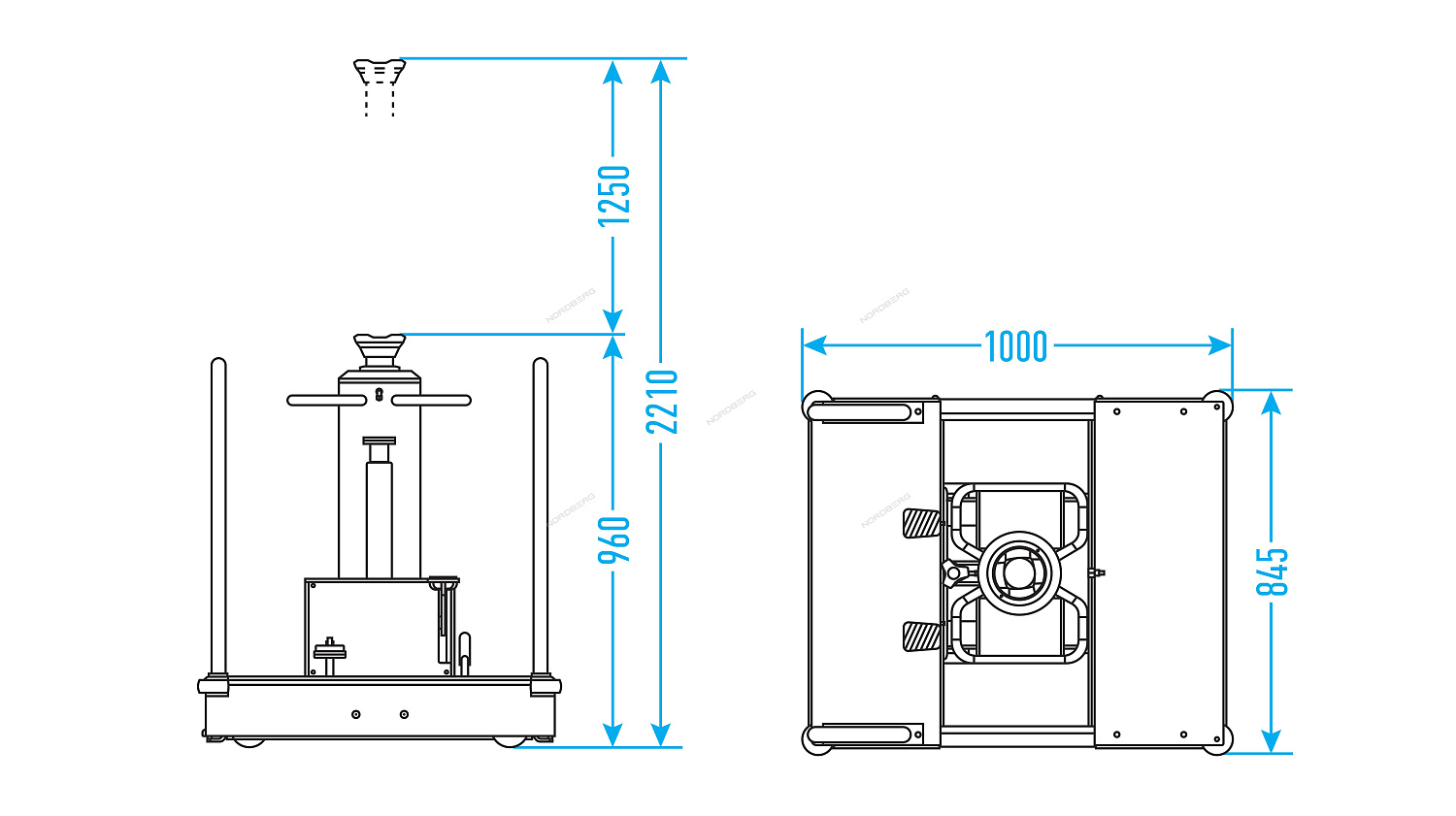 Домкрат пневмогидравлический ямный (канавный подъемник), 15 т N601T