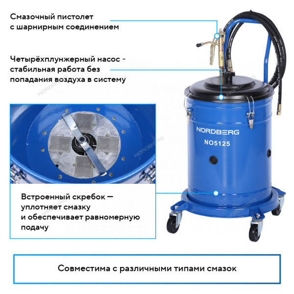 Установка электрическая для раздачи густой смазки с баком, 25 л NO5125