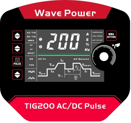 Аппарат аргонодуговой сварки ЕВМ TIG WavePower 200 AC/DC Pulse + Педаль ДУ, 5м +Маска сварщика ф5 Хамелеон