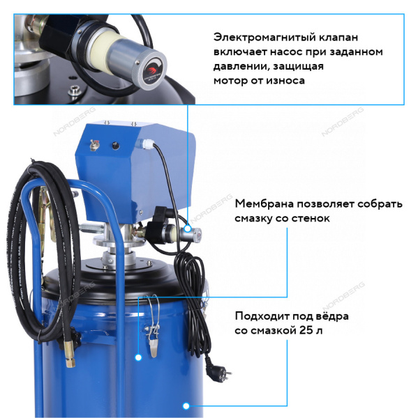 Установка электрическая для раздачи густой смазки с баком, 38 л NO5138