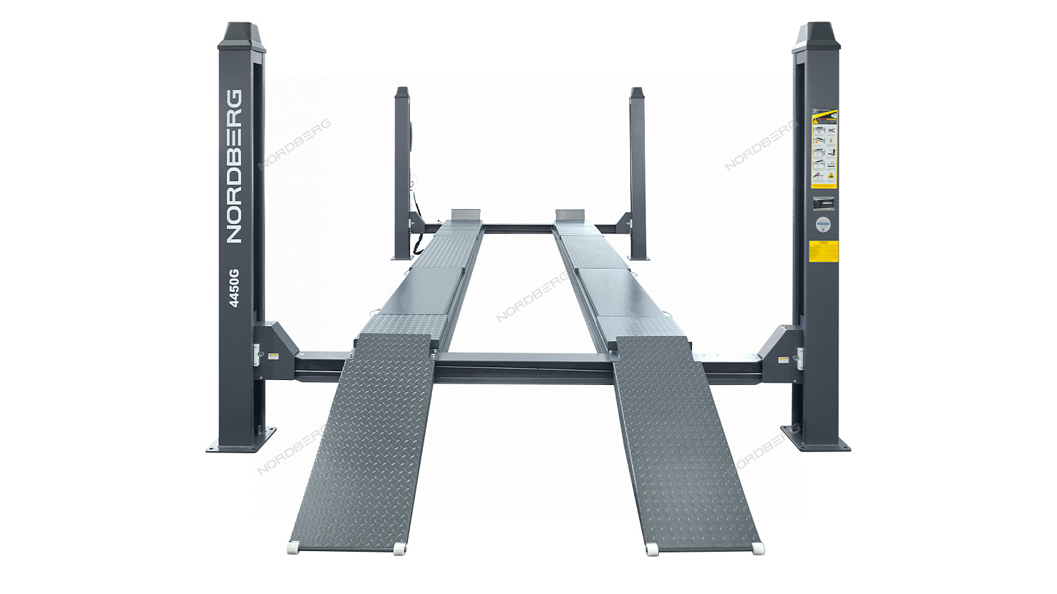 Подъемник четырехстоечный 5 т, c ручной траверсой 3 т N433, для сход-развала, механическое снятие 4450_MG(M)