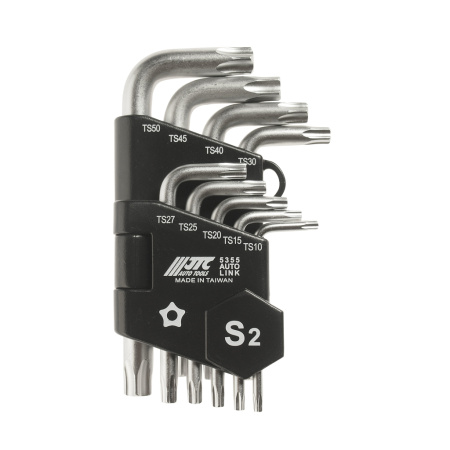 Набор ключей TORX ТS10-ТS50 пятилучевых Г-образных с отверстием 9 предметов JTC-5355