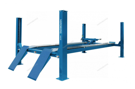 Подъемник 4-стоечный 6,5 т, c пневмогидравлической с траверсой N433BA, для сход-развала, 380 В, синий 4465B