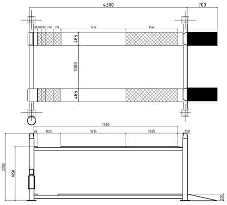 Четырехстоечный электрогидравлический подъемник для сход-развала S4D-S